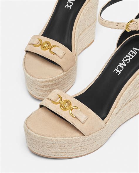 versace décolleté|Authentic Versace Décolleté Beige Oro Wedge Espadrille.